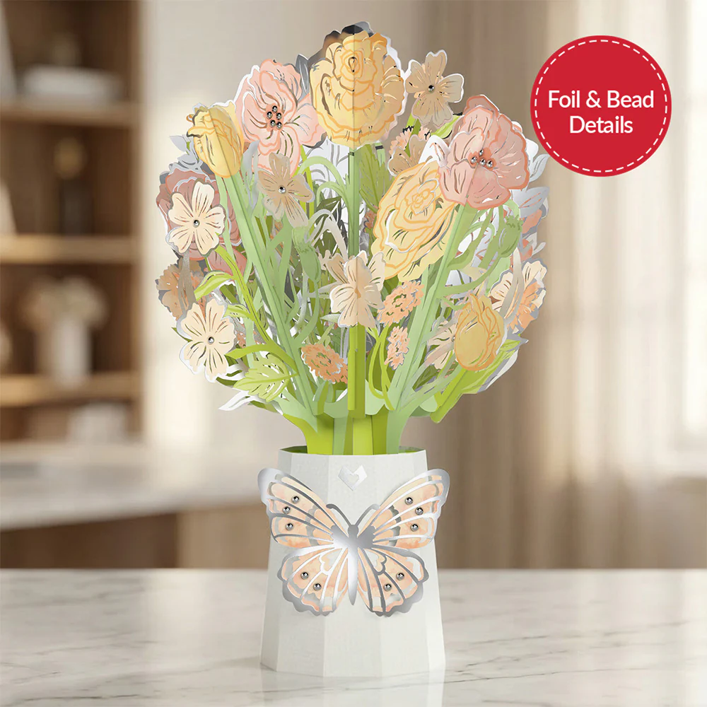 Cardinals in the Garden Pop-Up Card & Luxe Bouquet - Image 4