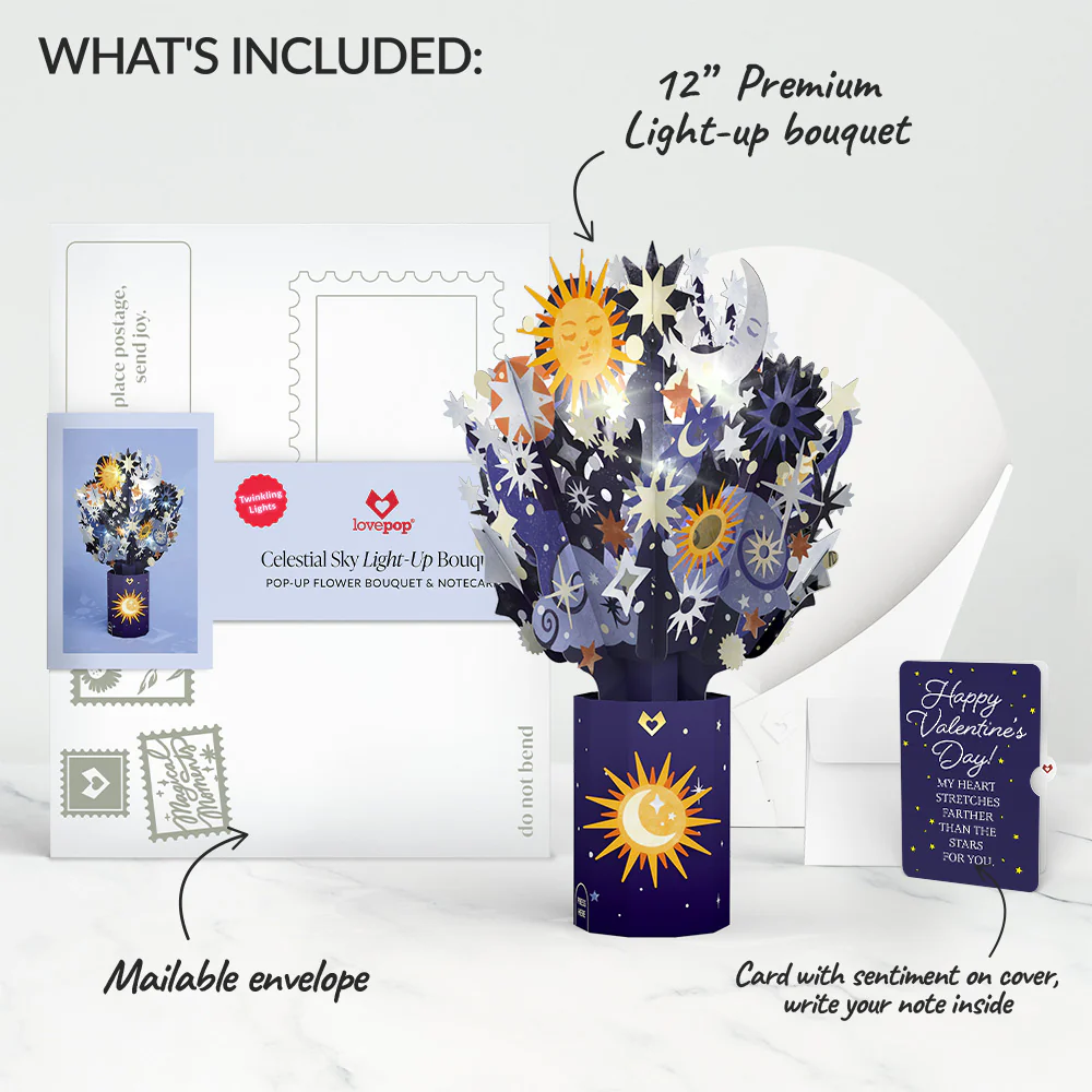 Celestial Sky Valentine Light-Up Bouquet and Sentiment Set - Image 2