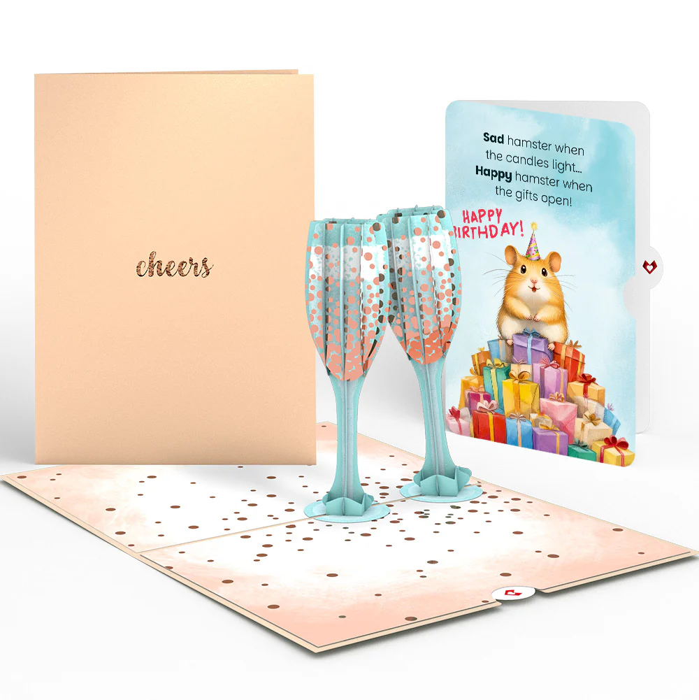 Champagne Toast Birthday Pop-Up Card and Happy Hamster Sentiment Set