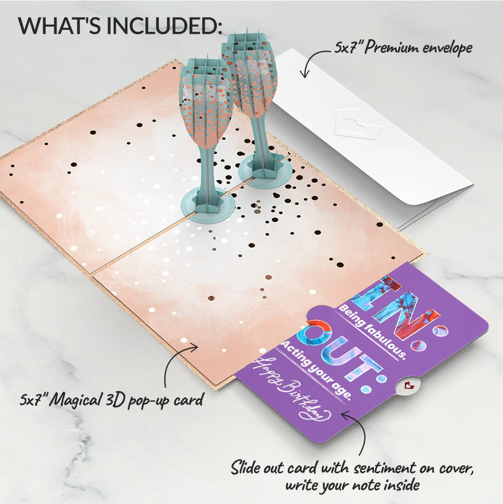 Champagne Toast Birthday Pop-Up Card and IN & OUT Sentiment Set - Image 2
