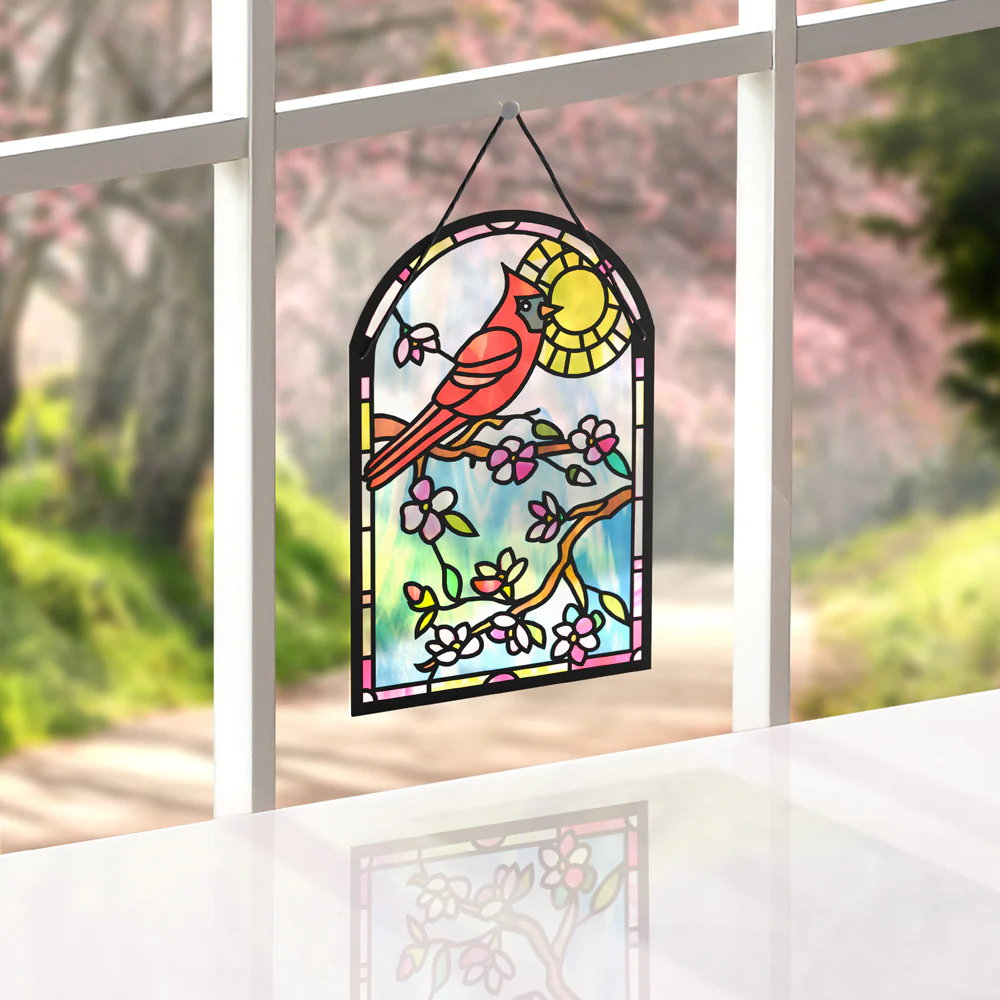 Cheerful Cardinal Suncatcher Card