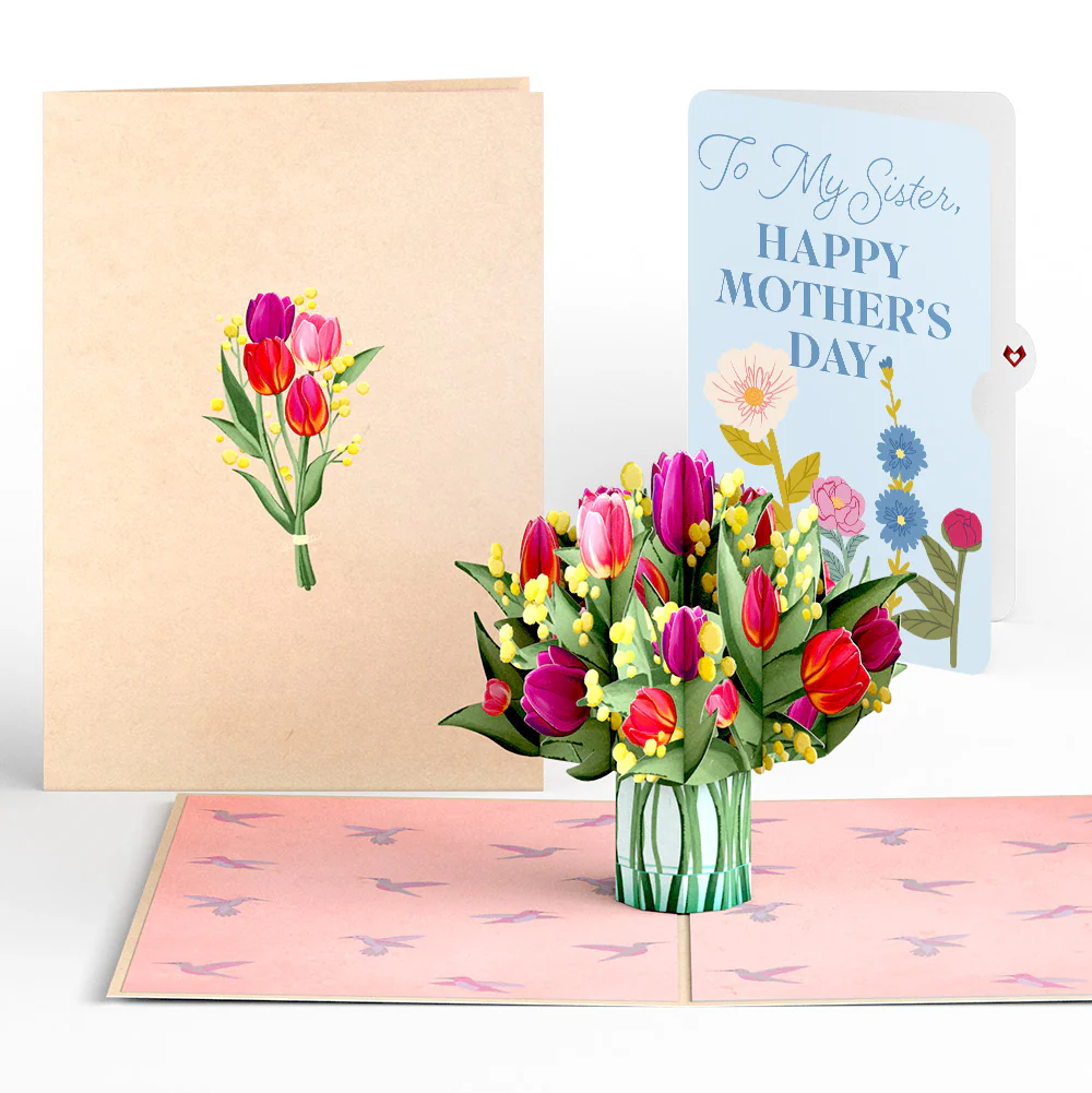 Cheerful Tulips Mother's Day Pop-Up Card and Sentiment Set for Sister