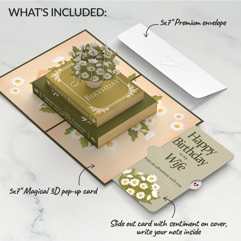 Cheers to a New Chapter Birthday Pop-Up Card and Sentiment Set for Wife - Image 2