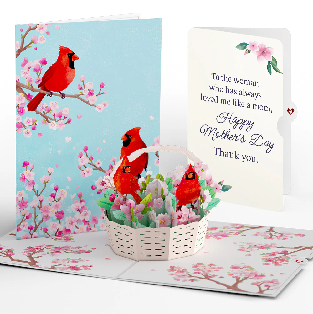 Cherry Blossom Basket with Cardinals Mother's Day Pop-Up Card and Loved Me Like A Mom Sentiment Set