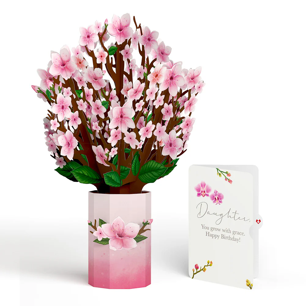 Cherry Blossom Birthday Bouquet and Sentiment Set for Daughter 