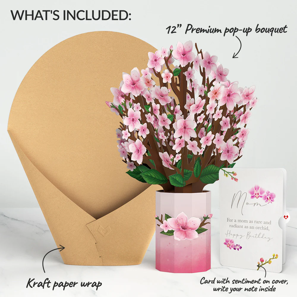 Cherry Blossom Birthday Bouquet and Sentiment Set for Mom - Image 2