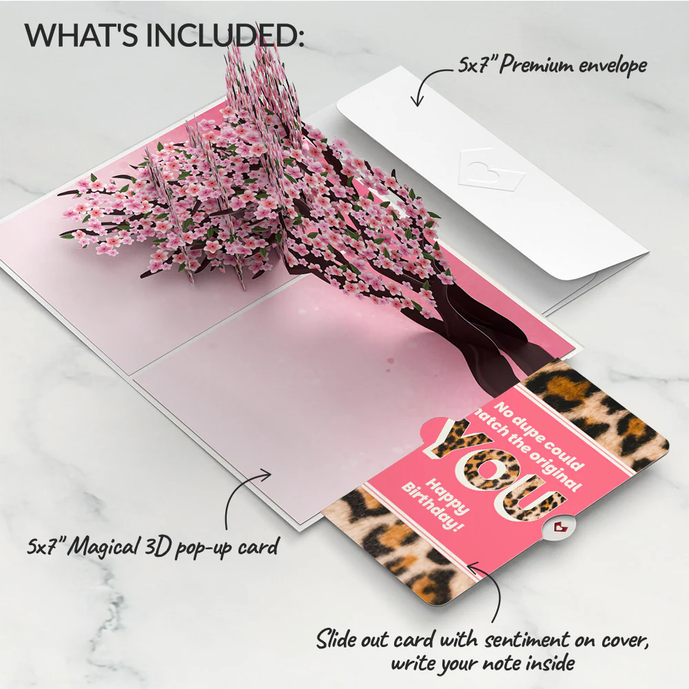 Cherry Blossom Branches in Bloom Birthday Pop-Up Card and The original YOU Sentiment Set - Image 2