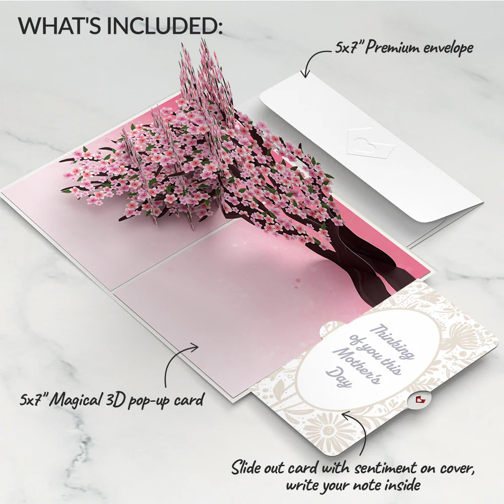 Cherry Blossom Branches in Bloom Mother’s Day Pop-Up Card and Sentiment Set for Mom - Image 2