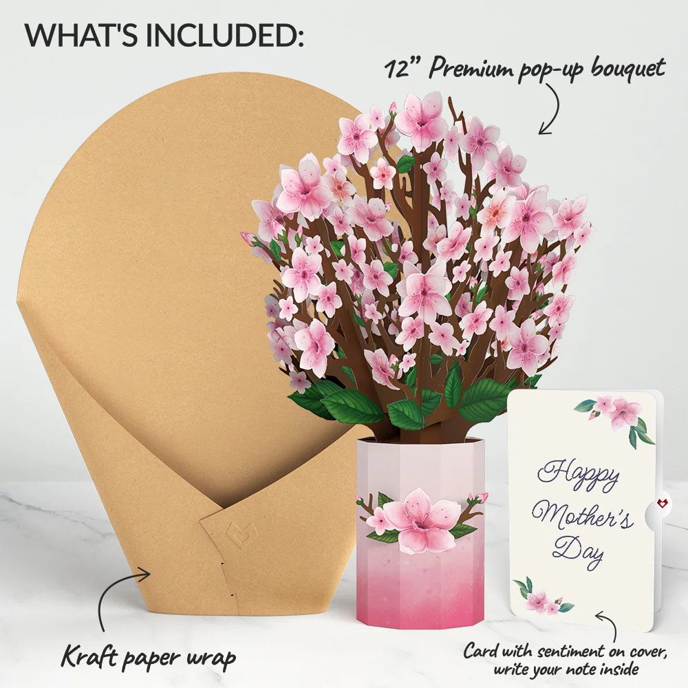 Cherry Blossom Mother's Day Bouquet and Sentiment Set - Image 2