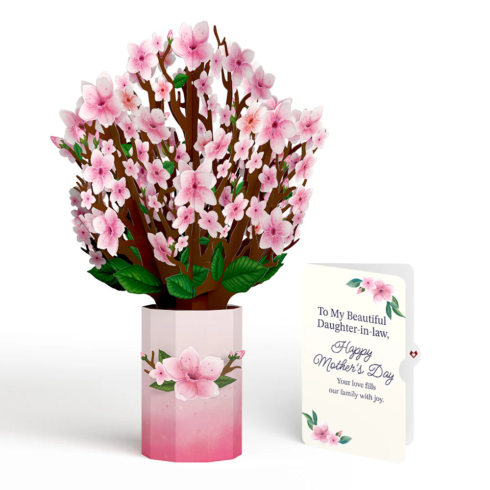 Cherry Blossom Mother's Day Bouquet and Sentiment Set for Daughter-in-law