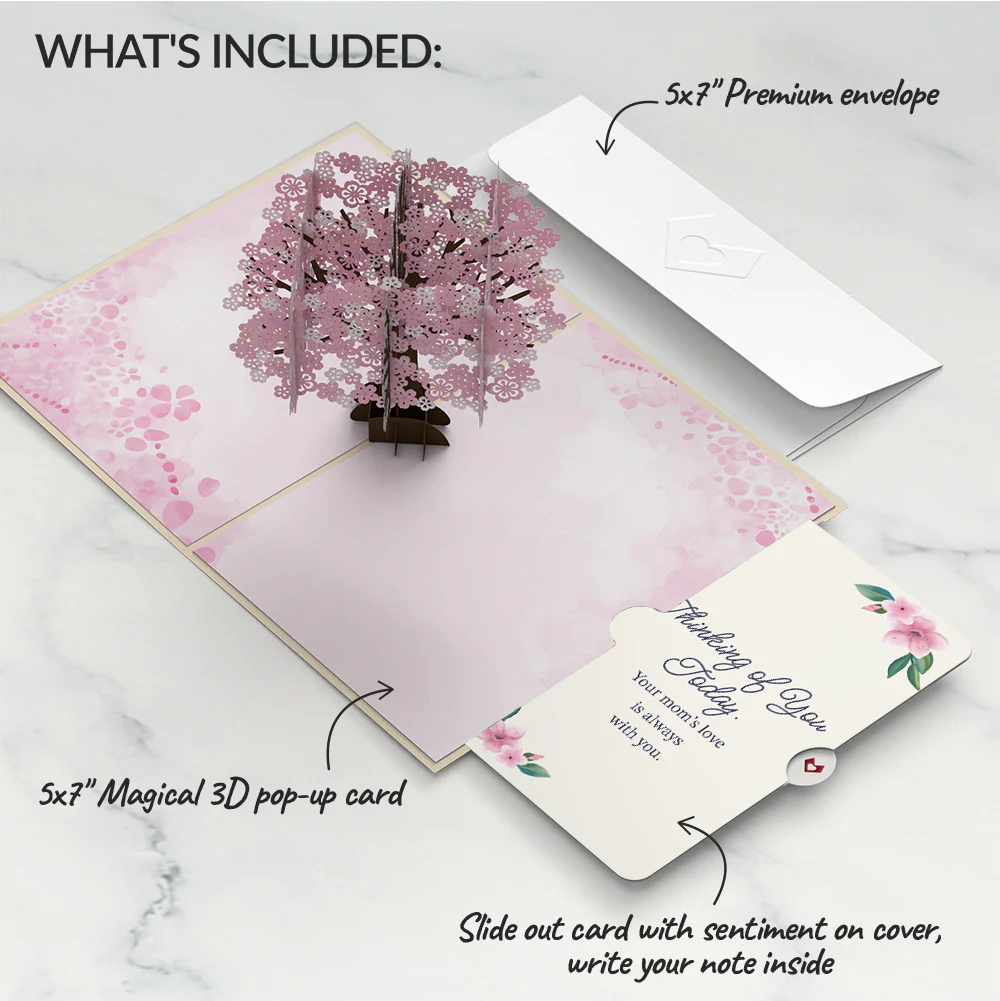 Cherry Blossom Mother's Day Pop-Up Card and Thinking of You Today Sentiment Set - Image 2