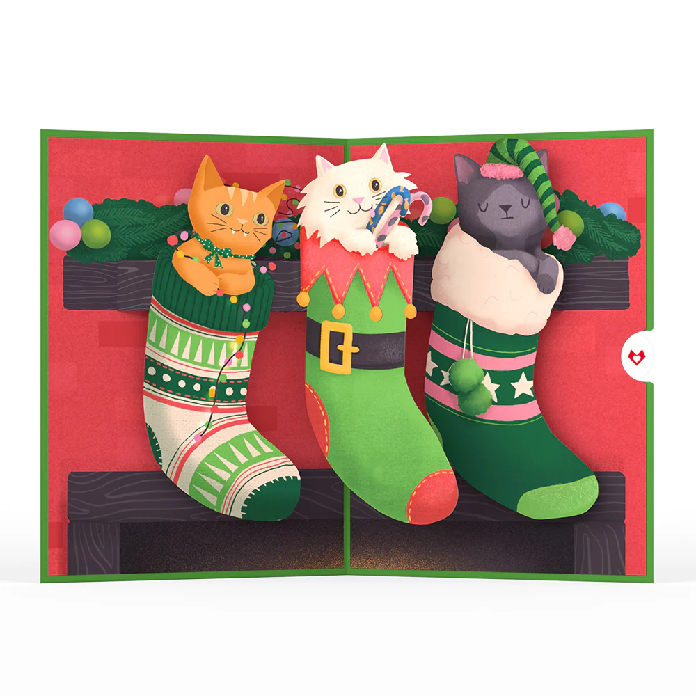 Christmas Cat Stockings Pop-Up Card - Image 3