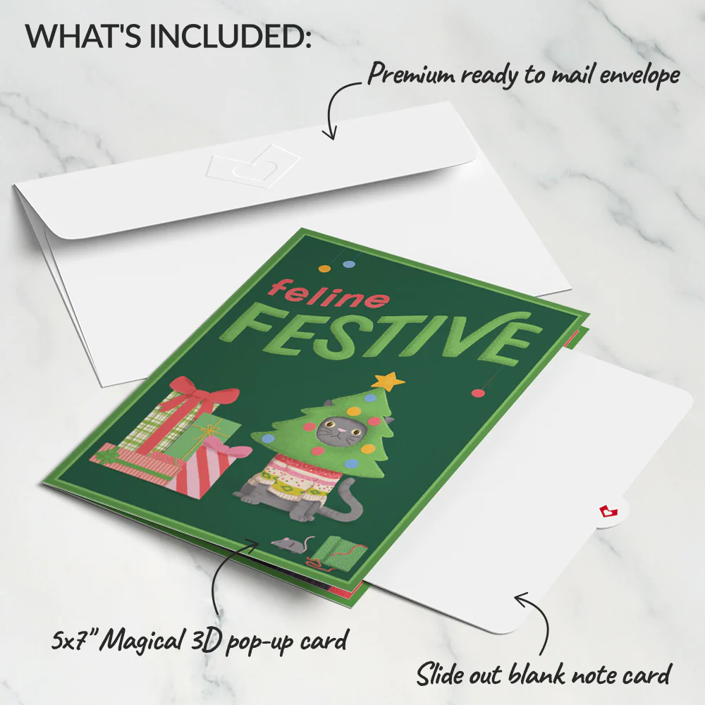 Christmas Cat Stockings Pop-Up Card - Image 5