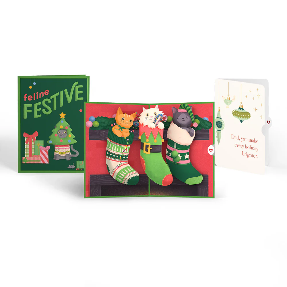 Christmas Cat Stockings Pop-Up Card and Sentiment Set for Dad