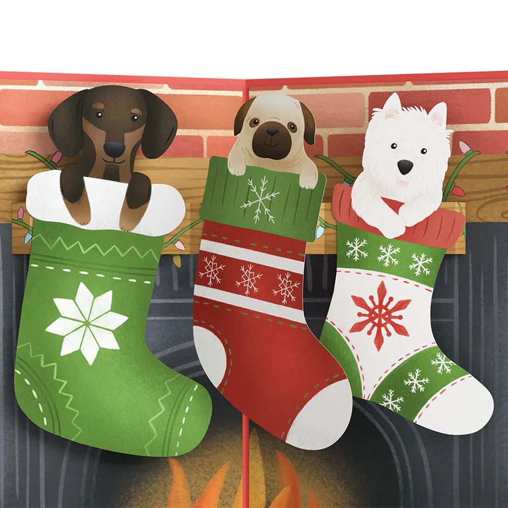 Christmas Dog Stockings Pop-Up Card - Image 2
