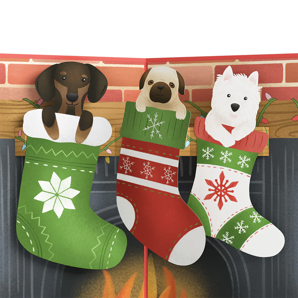 Christmas Dog Stockings Pop-Up Card and Sentiment Set for Baby - Image 3