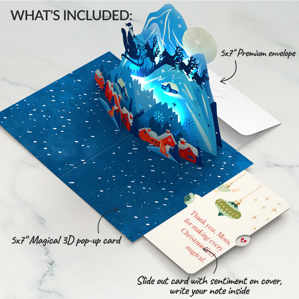 Christmas Eve Sleigh Ride Music and Lights Pop-Up Card and Sentiment Set for Mom - Image 2