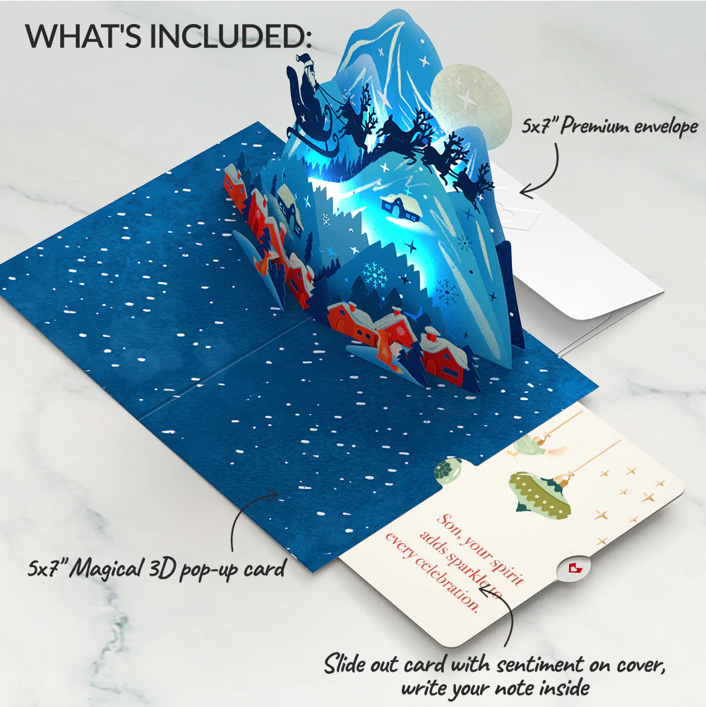 Christmas Eve Sleigh Ride Music and Lights Pop-Up Card and Sentiment Set for Son - Image 2