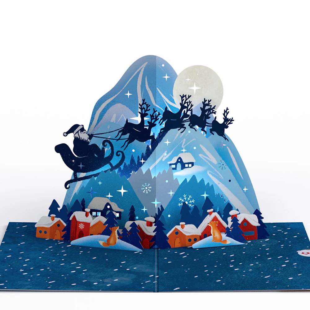 Christmas Eve Sleigh Ride Music and Lights Pop-Up Card and Snow Village Sentiment Set for Son - Image 3