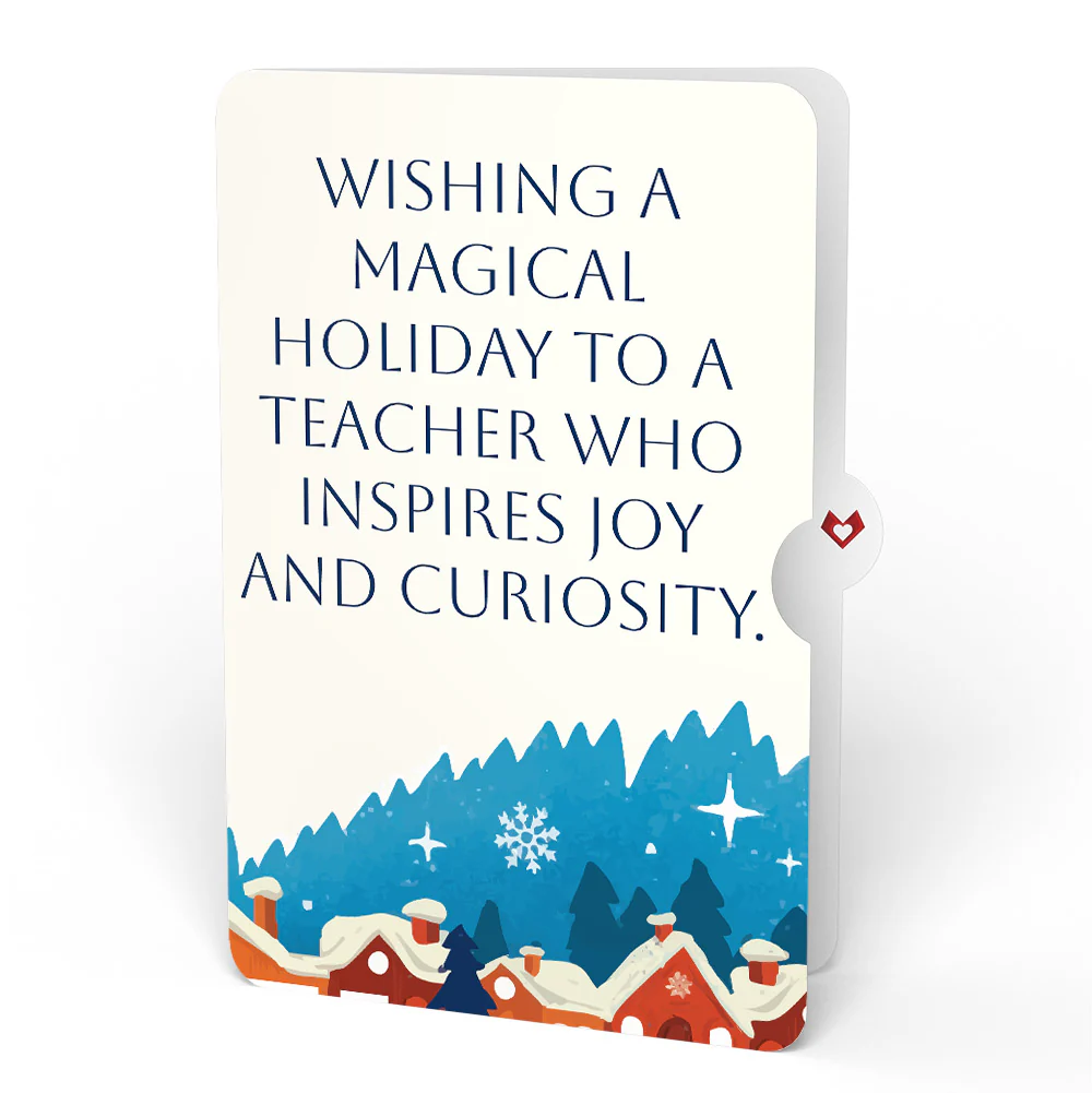 Christmas Eve Sleigh Ride Music and Lights Pop-Up Card and Snow Village Sentiment Set for Teacher - Image 4