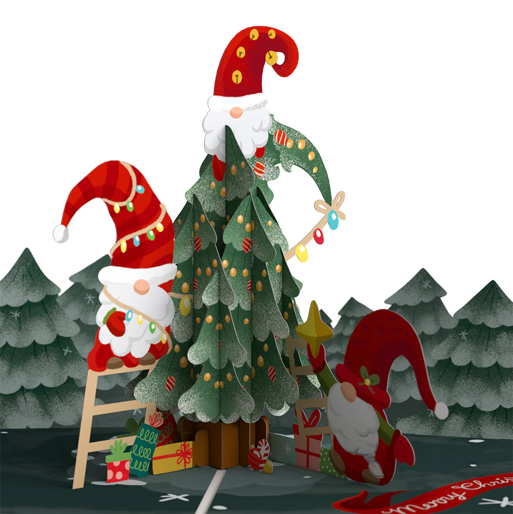 Christmas Gnomes Pop-Up Card and Hungry Cat Sentiment Set - Image 3