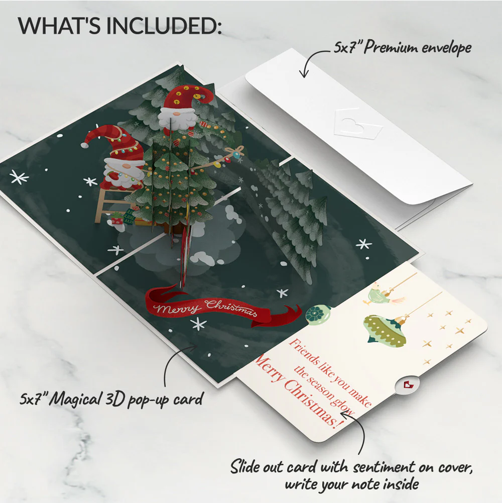 Christmas Gnomes Pop-Up Card and Sentiment Set for Friend - Image 2