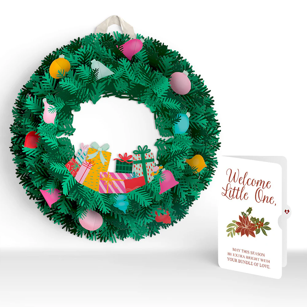 Christmas Joy Wreath and Poinsettia Sentiment Set for Baby