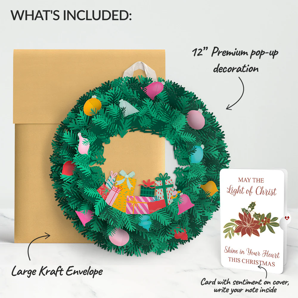 Christmas Joy Wreath and Poinsettia Light of Christ Sentiment Set - Image 2