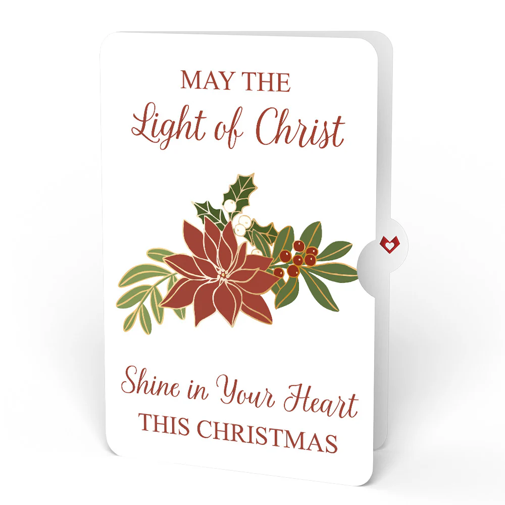 Christmas Joy Wreath and Poinsettia Light of Christ Sentiment Set - Image 4