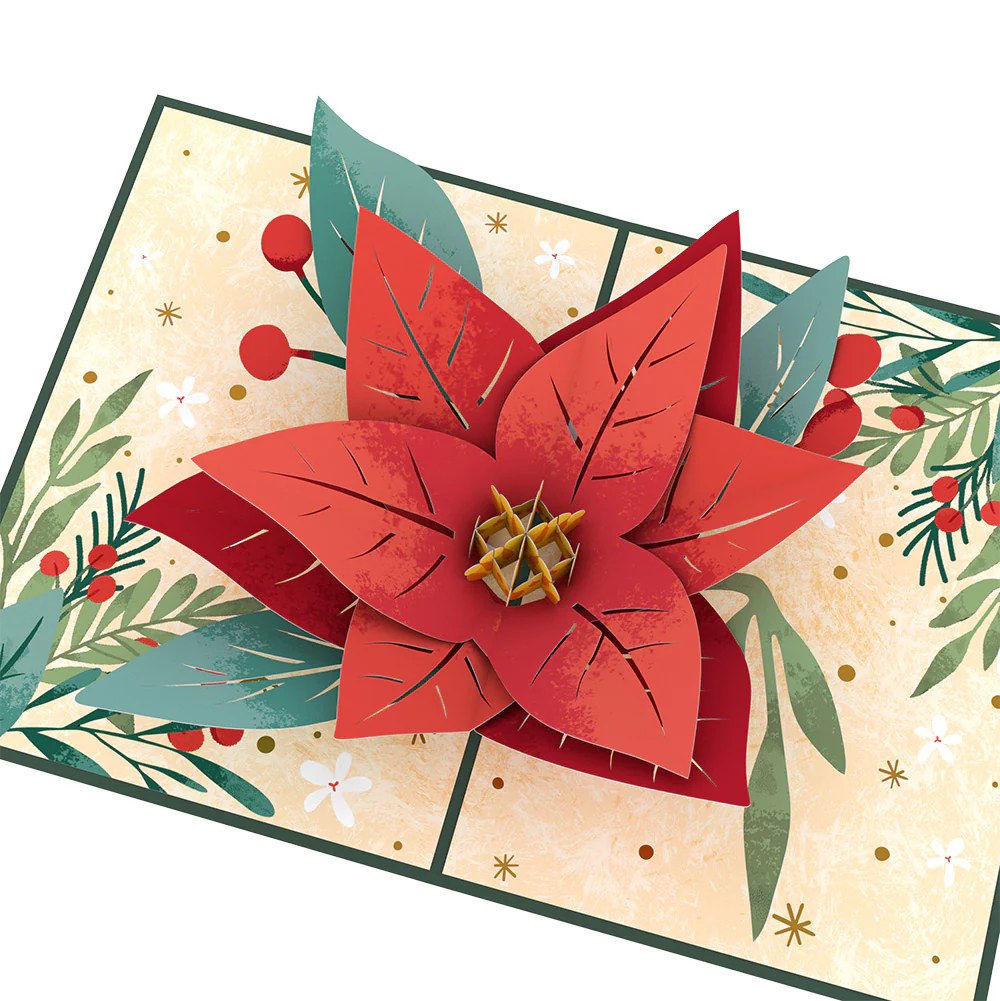 Christmas Poinsettia Bloom Pop-Up Card and Sentiment Set for Partner - Image 3