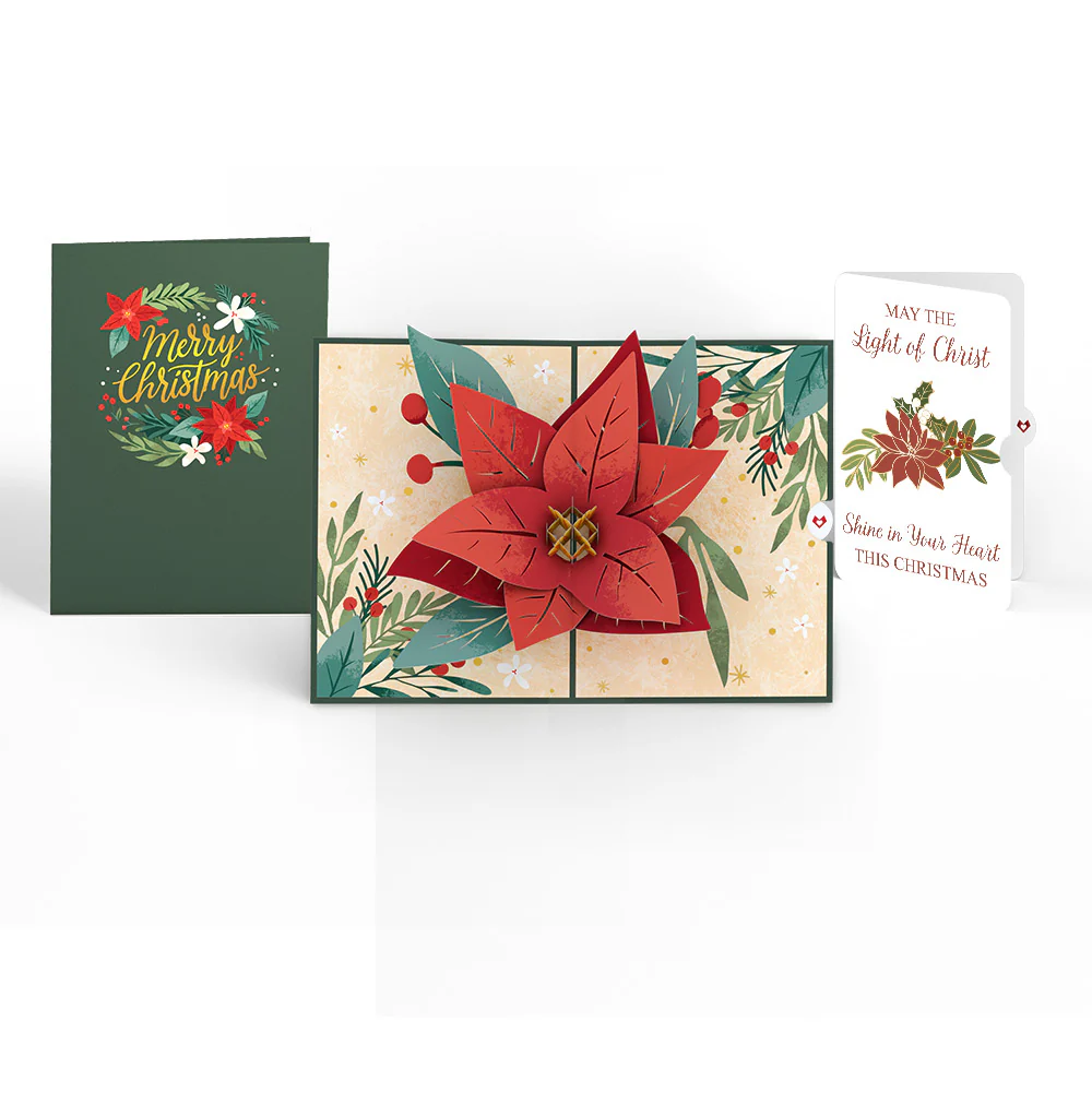 Christmas Poinsettia Bloom Pop-Up Card  and Light of Christ Sentiment Set