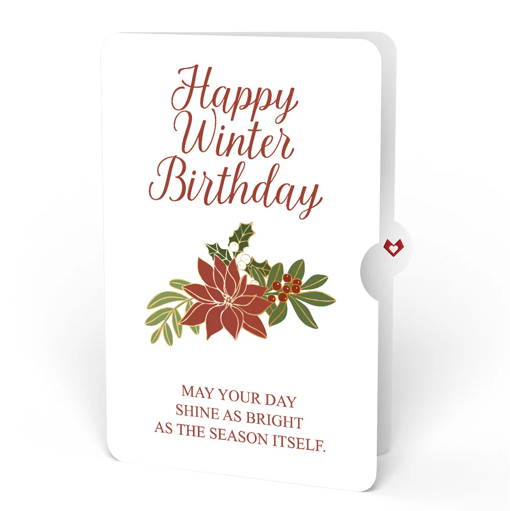 Christmas Poinsettia Bloom Pop-Up Card and Winter Birthday Sentiment Set - Image 4