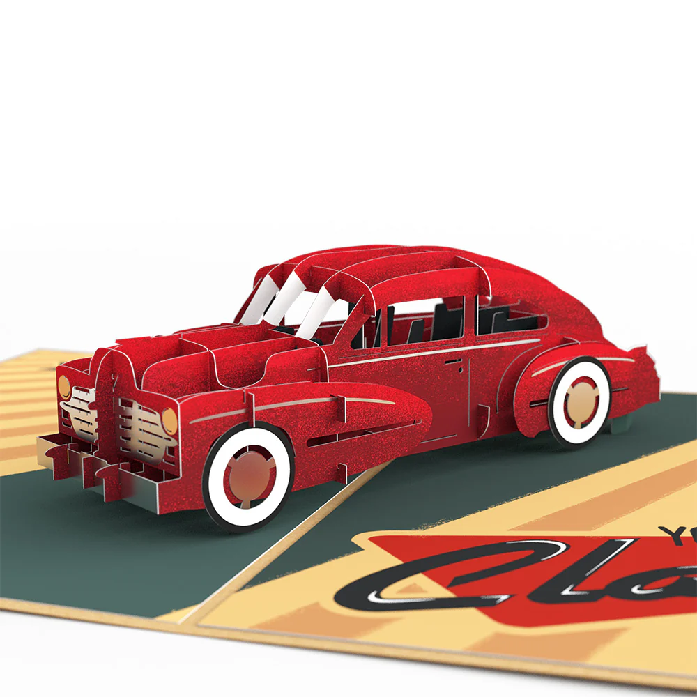 Classic Car 80th Birthday Pop-Up Card and Sentiment Set - Image 3
