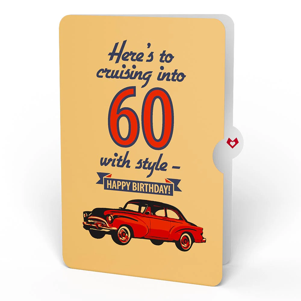 Classic Car 60th Birthday Pop-Up Card and Sentiment Set - Image 4
