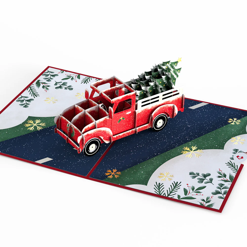 Classic Christmas Truck Pop-Up Card - Image 3
