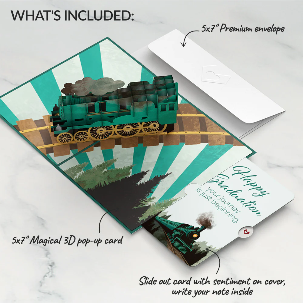 Classic Train Graduation Pop-Up Card and Sentiment Set - Image 2