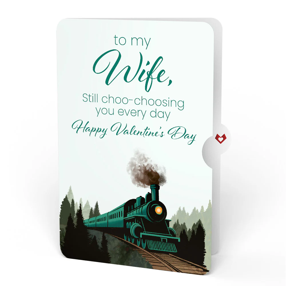 Classic Train Valentine Pop-Up Card and Sentiment Set for Wife - Image 4