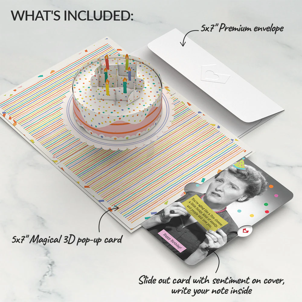 Confetti Cake Birthday Pop-Up Card and Aging Like a Fine Cheese Sentiment Set - Image 2