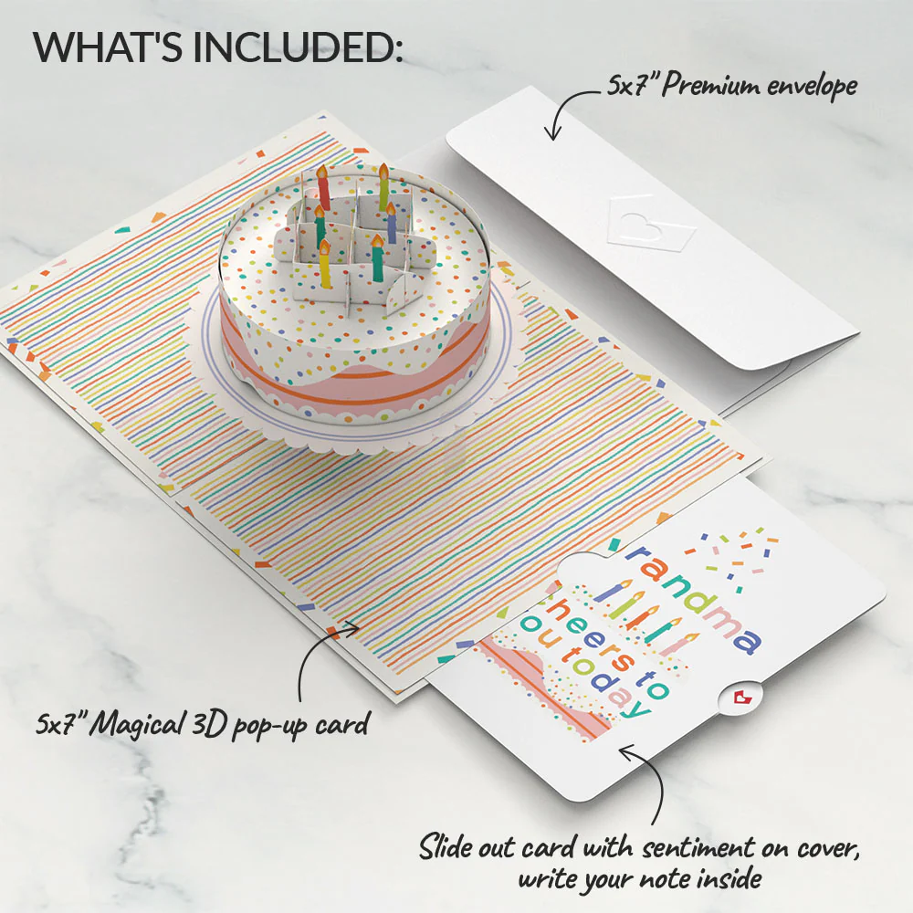 Confetti Cake Birthday Pop-Up Card and Sentiment Set for Grandma - Image 2