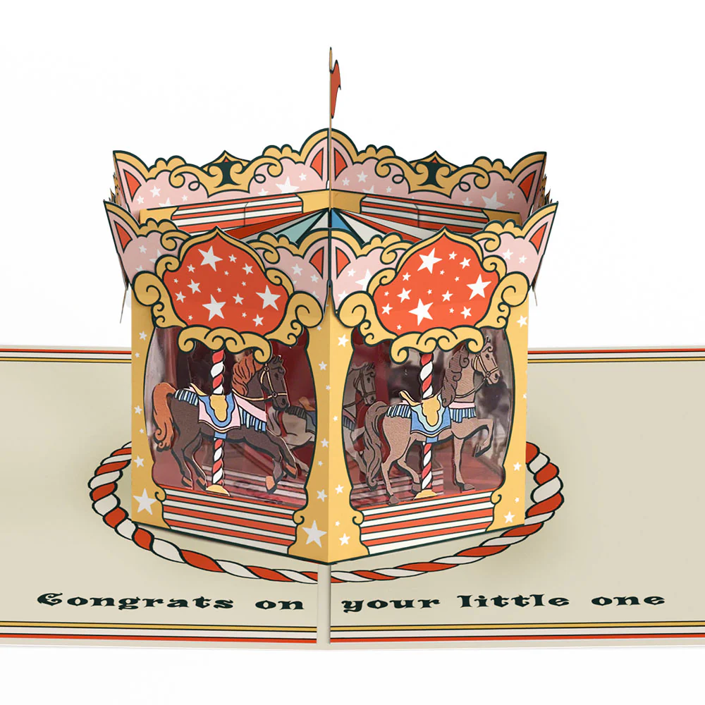 Congrats on Your Little One Carousel Pop-Up Card - Image 3