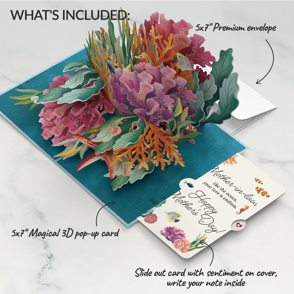 Coral Reef Wonders Mother's Day Pop-Up Card and Sentiment Set for Mother-in-law - Image 2