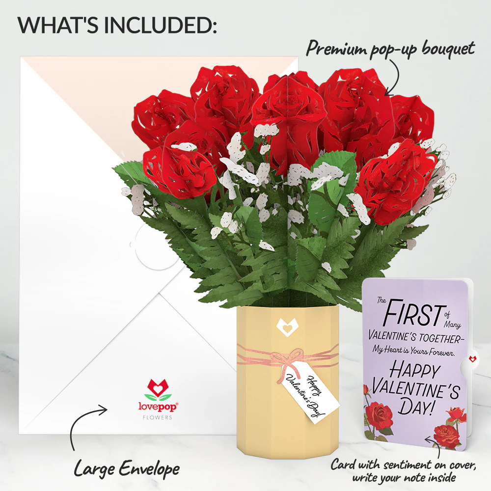 Valentine's Day Flower My Heart Is Yours Forever Bouquet and Sentiment Set - Image 2