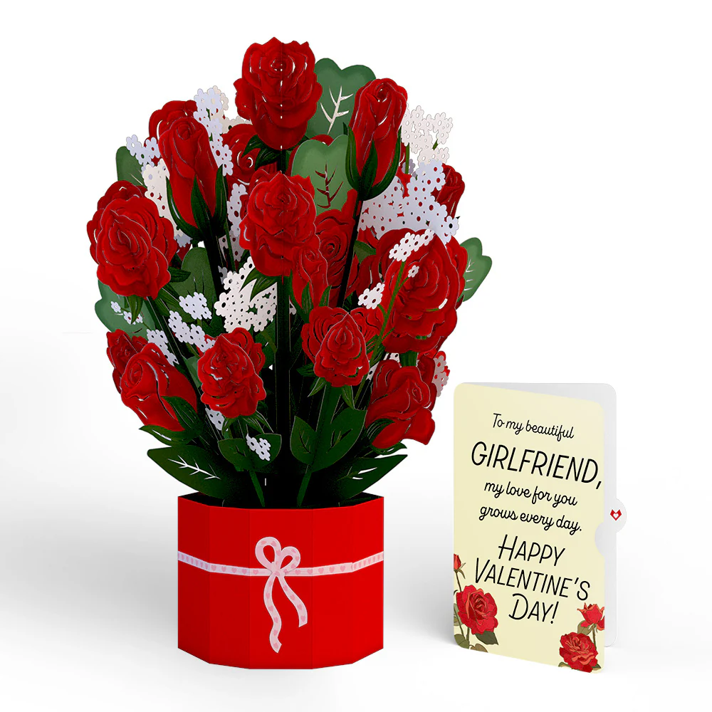 Red Rose Valentine Grand Bouquet and Sentiment Set for Girlfriend