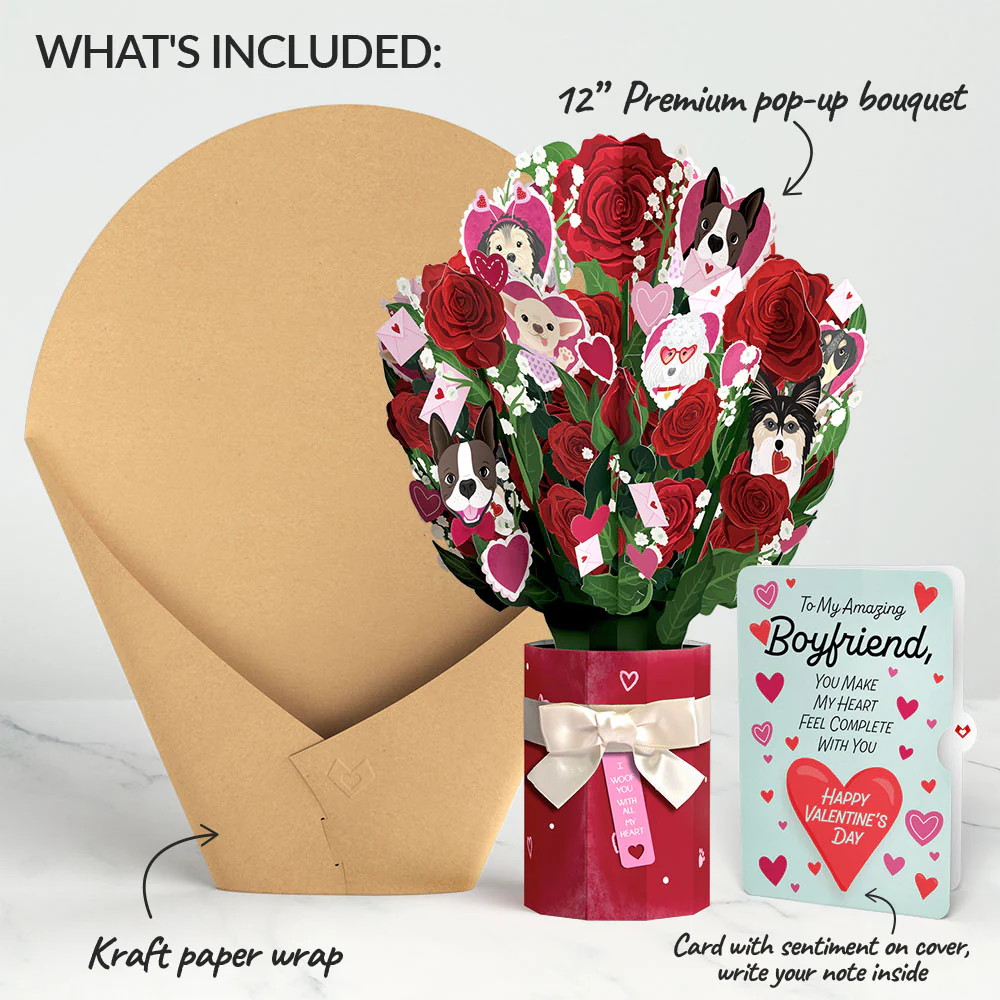 I Woof You Dog Valentine Bouquet and Sentiment Set for Boyfriend - Image 2