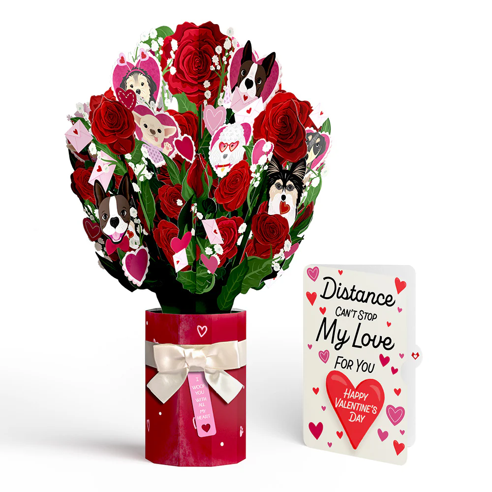I Woof You Dog Distance Can't Stop My Love Valentine Bouquet and Sentiment Set