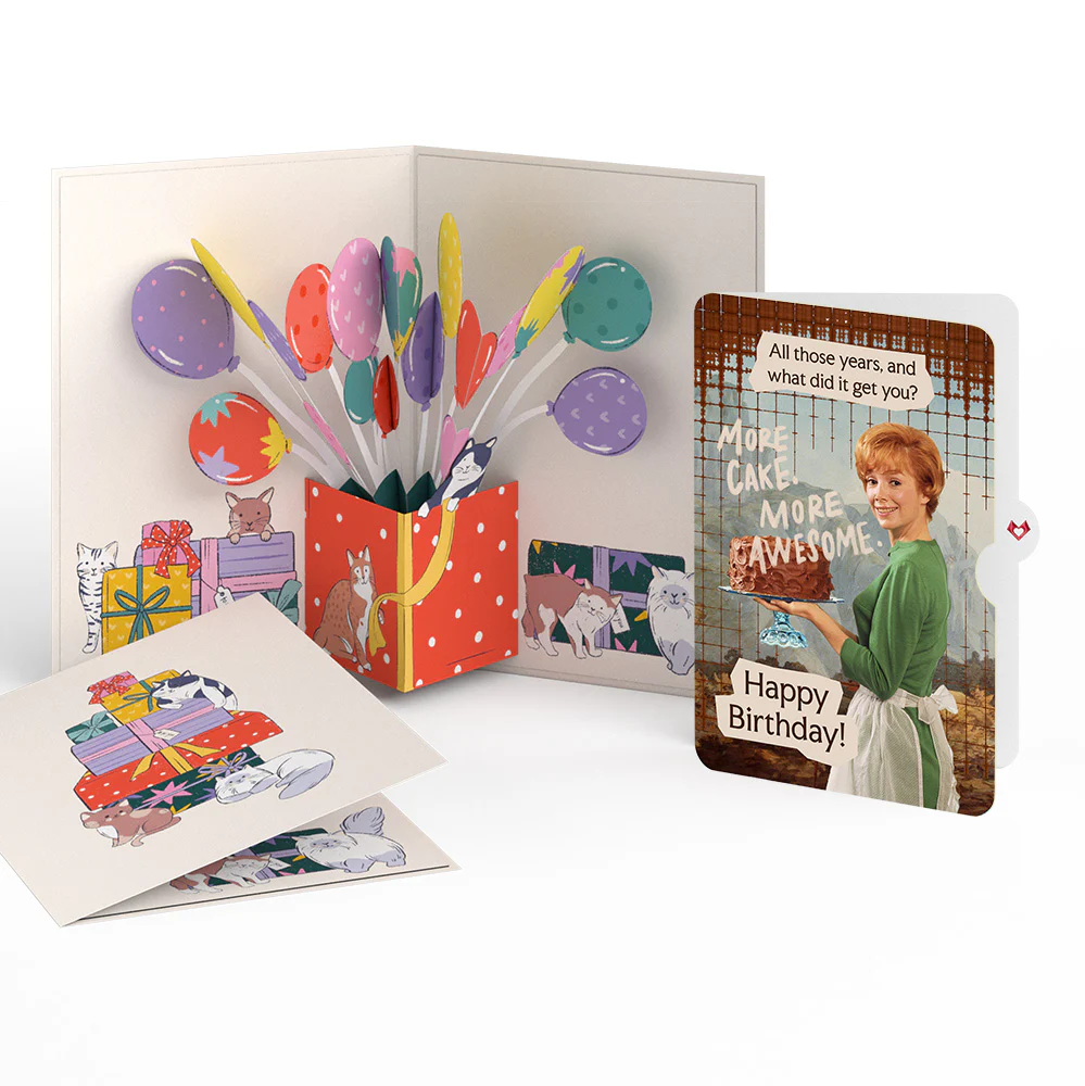 Curious Cats Birthday Pop-Up Card and More Cake More Awesome Sentiment Set