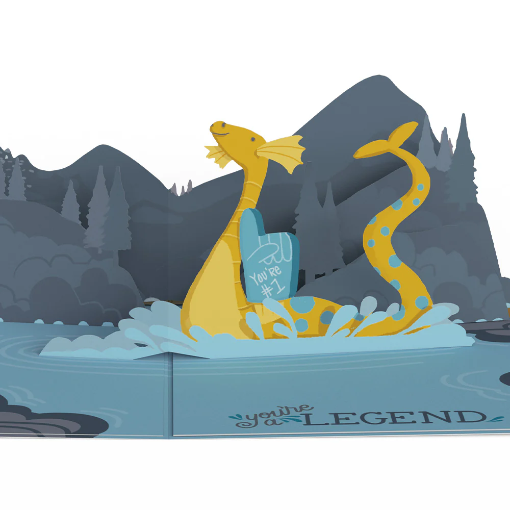 Dad You're a Legend Loch Ness Monster Birthday Pop-Up Card and IN & OUT Sentiment Set - Image 3