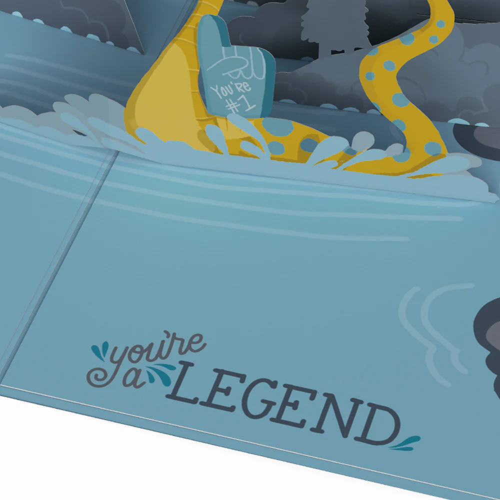 Dad You're a Legend Loch Ness Monster Pop-Up Card - Image 3