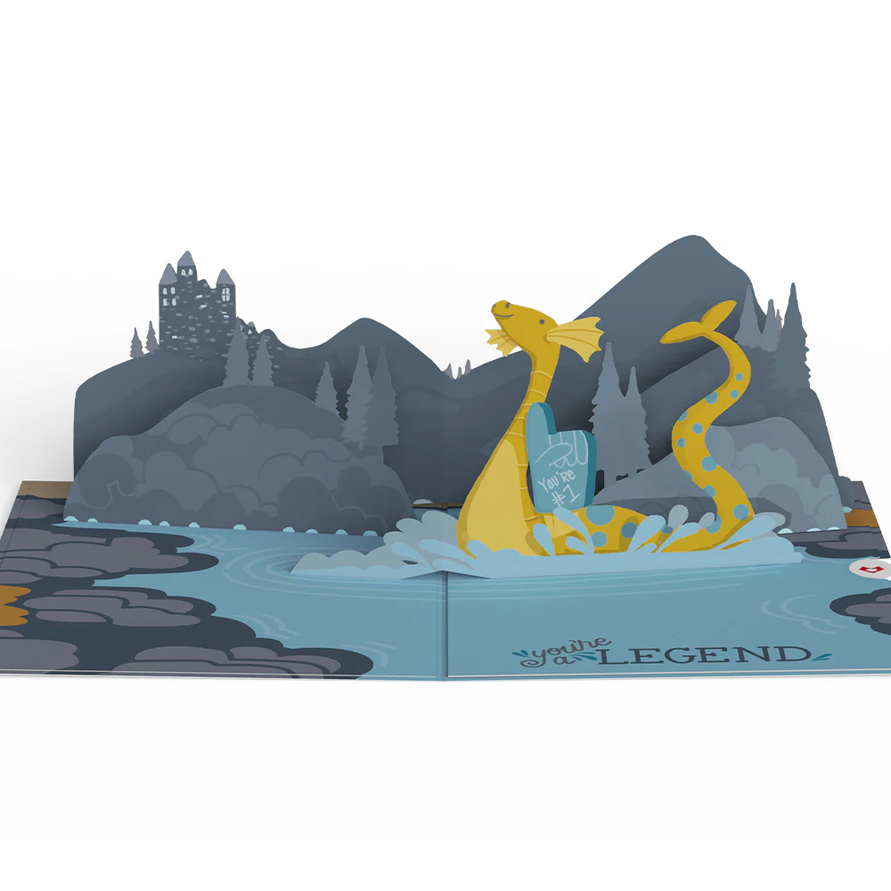 Dad You're a Legend Loch Ness Monster Pop-Up Card - Image 4