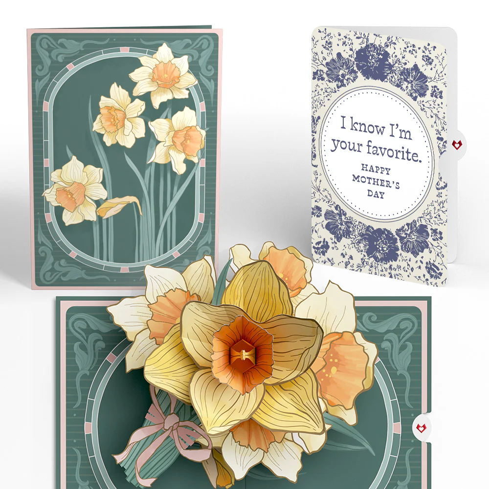 Daffodils in Bloom Mother’s Day Pop-Up Card and Indigo Floral Sentiment Set for Mom